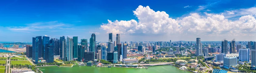 Poster Panoramisch uitzicht over Singapore © Sergii Figurnyi