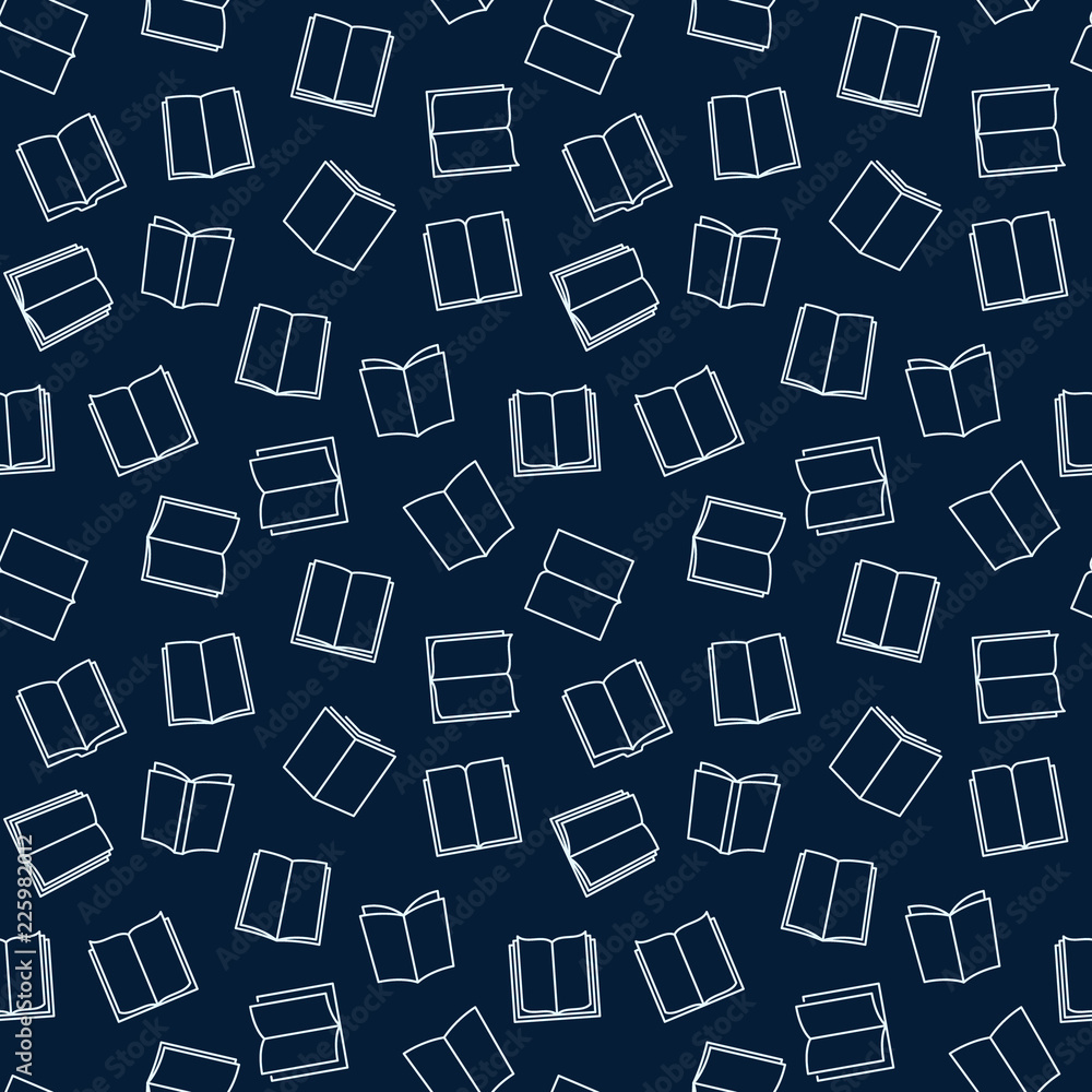 Poster vector books seamless pattern in thin line style