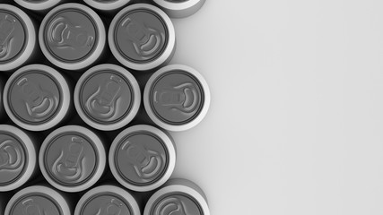 Big white soda cans on white background