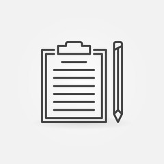 Clipboard with pencil outline vector simple icon