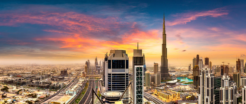 Aerial view of downtown Dubai