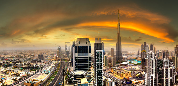 Aerial view of downtown Dubai