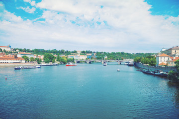 Obraz premium View of Vltava River, Prague Czech, Europe