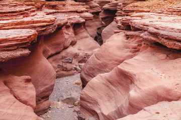 The Red Canyon - Guy Shani. Natural geological formation in the south of the Eilat Mountains. Hikes with dramatic desert scenery