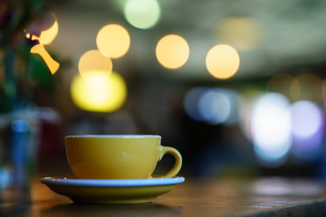 Coffee Milk and Foam with Bokeh Background