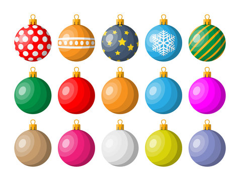 Set of christmas balls on white background.
