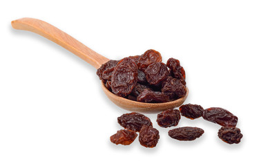 Dried raisins isolated on white clipping path