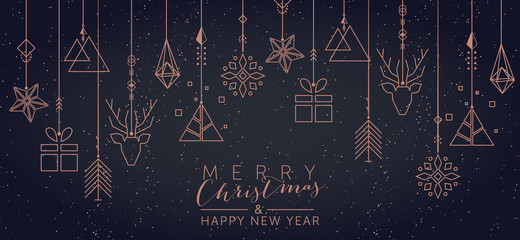 Christmas and New Year background with geometric elements - obrazy, fototapety, plakaty