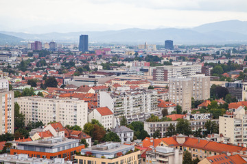 Fototapeta na wymiar Panorama of Ljubljana, rooftops