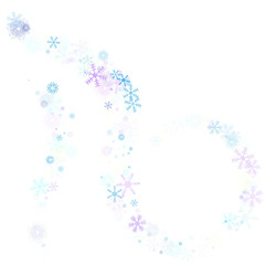 Falling down snow confetti, snowflake vector border. Festive winter, Christmas, New Year sale background. Cold weather, winter storm, scatter texture. Hipster snowfall falling snowflakes cool confetti