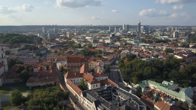 Beautiful Aerial view of the old town of Vilnius, the capital of Lithuania.
