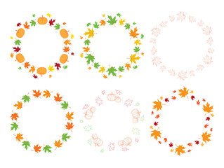 frames with maple leaves and pumpkins - autumn vector set