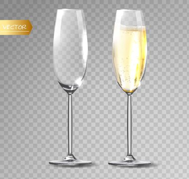 Transparent vector. Champagne glass for transparent background.
