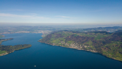 aerial view of beautiful lake lucerne switzerland europe on calm sunny day