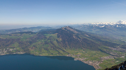 Naklejka na ściany i meble aerial view of beautiful lake lucerne switzerland europe on calm sunny day