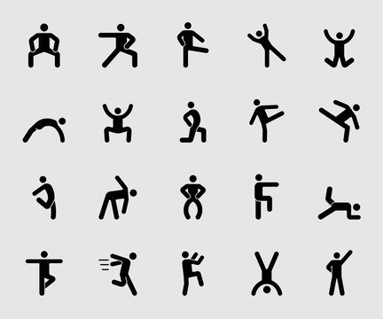 Silhouette icons set for Human exercise 2