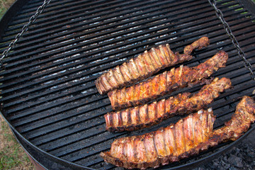 Meat on fire, veal, pork, lamb barbecue on the grill.