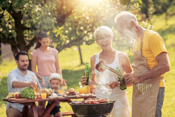 Leisure, food, people and holidays concept
