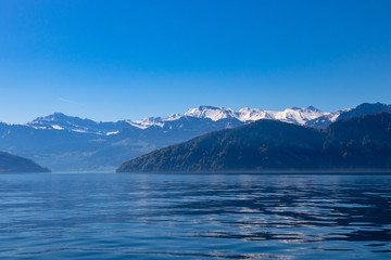 Obraz premium view of the beatiful lake lucerne switzerland europe calm peaceful summer sunny day