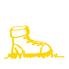 Handgezeichneter Wanderschuh in gelb