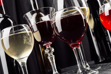Many glasses of different wine
