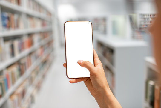 Mockup image of smartphone in the library