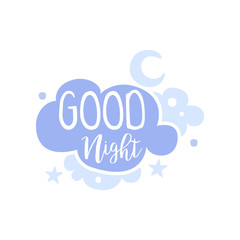 Good Night, positive quote, hand wriiten lettering motivational slogan vector Illustration on a white background