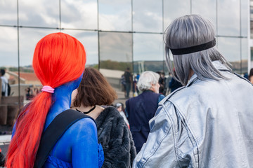 Cosplay and anime fans. Comic and videogame event. Fantasy reunion, e-gamers summit.