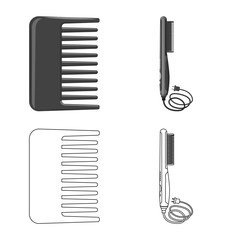 Vector design of brush and hair icon. Collection of brush and hairbrush stock vector illustration.