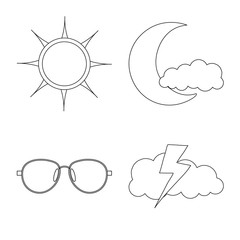 Isolated object of weather and climate icon. Collection of weather and cloud stock vector illustration.