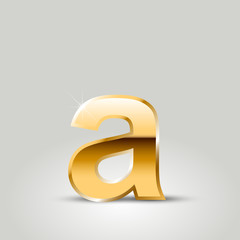 Golden vector letter A lowercase isolated on white background