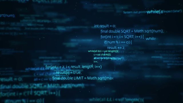 Animation of typing mathematics and physics formulas in abstract digital space. Animation of seamless loop.
