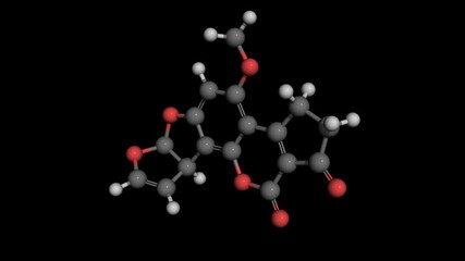aflatoxin b1 molecule model rotating. Aflatoxin B1 is an aflatoxin produced by Aspergillus flavus and Aspergillus parasiticus. It is a very potent carcinogen