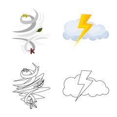 Fototapeta na wymiar Vector design of weather and climate logo. Collection of weather and cloud stock symbol for web.