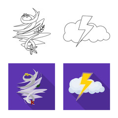 Vector illustration of weather and climate logo. Set of weather and cloud stock symbol for web.
