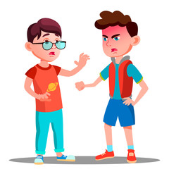 Angry Boy Screaming At Friend Vector. Isolated Illustration