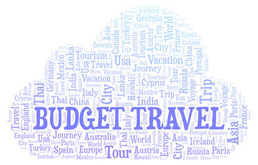 Obraz premium Budget Travel word cloud.