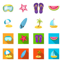 Isolated object of equipment and swimming icon. Collection of equipment and activity vector icon for stock.