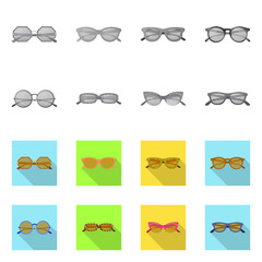 Vector design of glasses and sunglasses symbol. Set of glasses and accessory stock symbol for web.