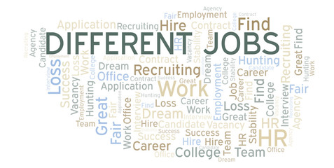 Fototapeta premium Different Jobs word cloud.