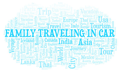 Family Traveling In Car word cloud.