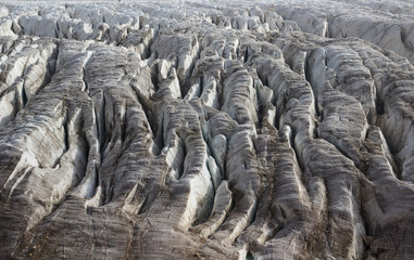 cracks in a mountain glacier