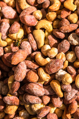 Nuts peeled: cashew, hazelnut, almonds, peanuts.