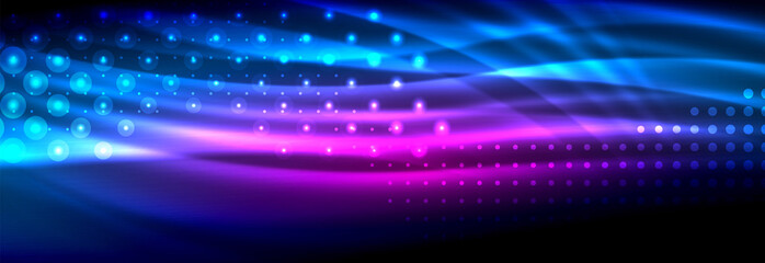 Liquid neon flowing waves, glowing light lines background