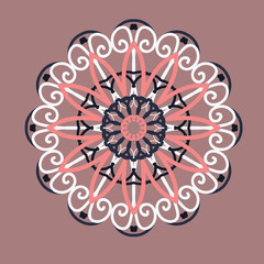 The illustration is a rich background. Abstract background. Rounded line geometric shapes. Radial banner. Can be used in the media. Vintage decorative elements. Vector illustration. Circular pattern.