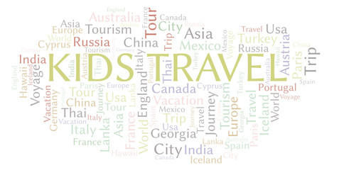 Fototapeta premium Kids Travel word cloud.