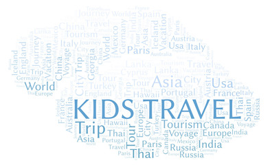 Fototapeta premium Kids Travel word cloud.