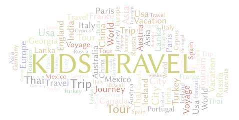 Obraz premium Kids Travel word cloud.