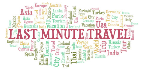 Obraz premium Last Minute Travel word cloud.
