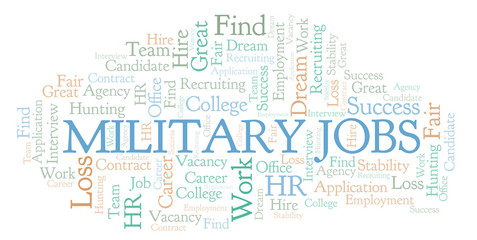 Fototapeta na wymiar Military Jobs word cloud.